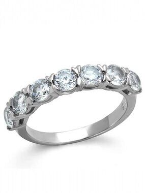 STAINLESS STEEL 7 Stone AAA Grade CZ Band Ring-NWT